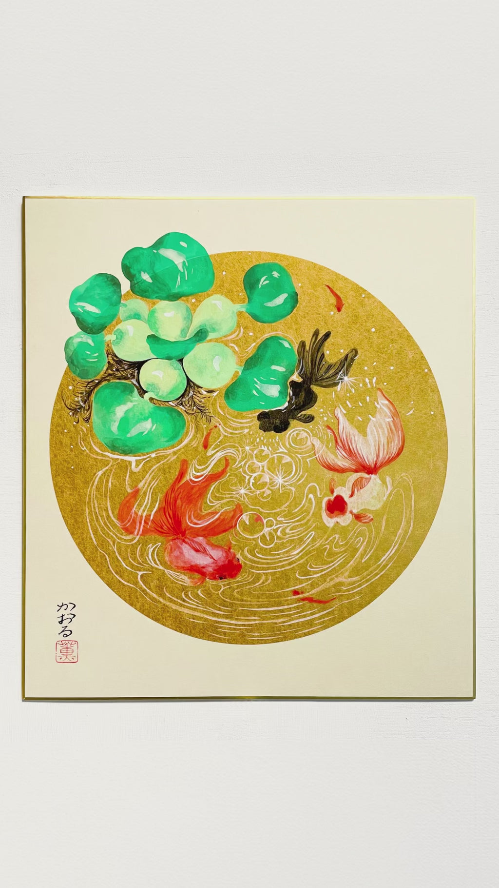色紙「遊泳」日本画家　菅かおる作品｟委託品｠